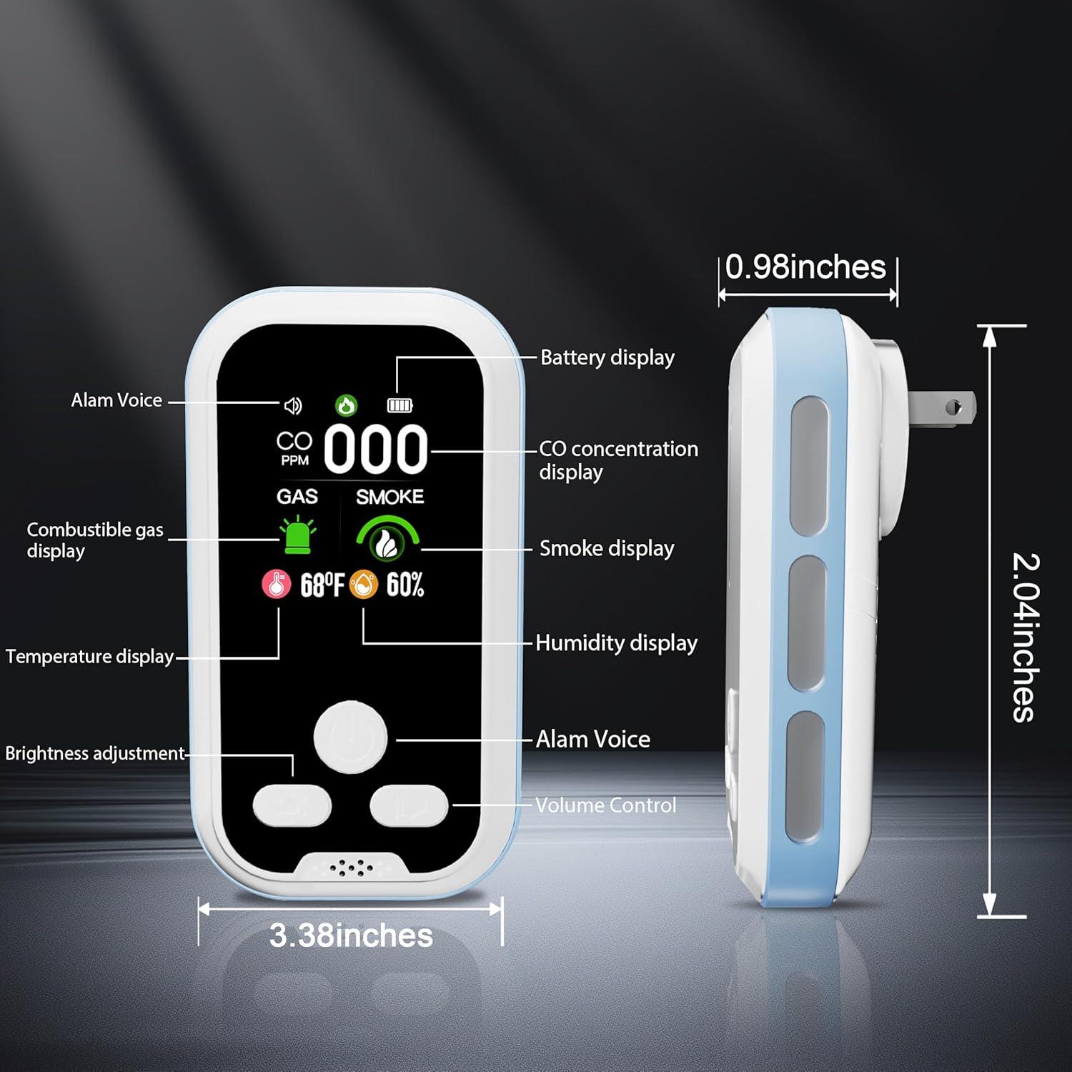 Detector de Monóxido de Carbono 5-en-1 HD11 con Pantalla LCD
