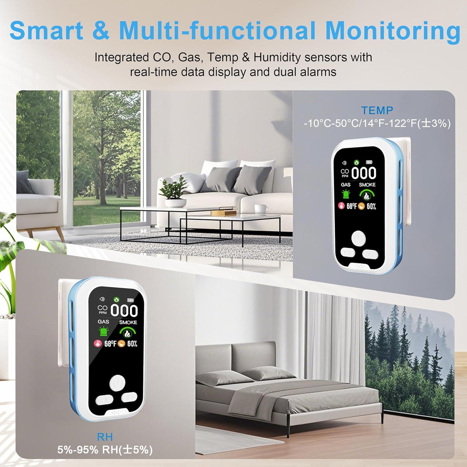 Detector de Monóxido de Carbono 5-en-1 HD11 con Pantalla LCD