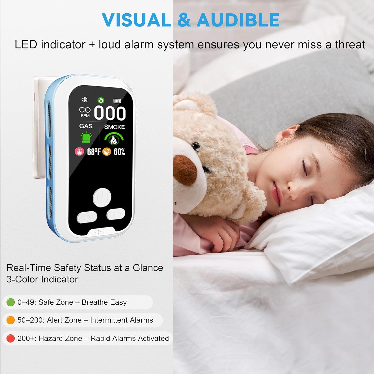 Detector de Monóxido de Carbono 5-en-1 HD11 con Pantalla LCD