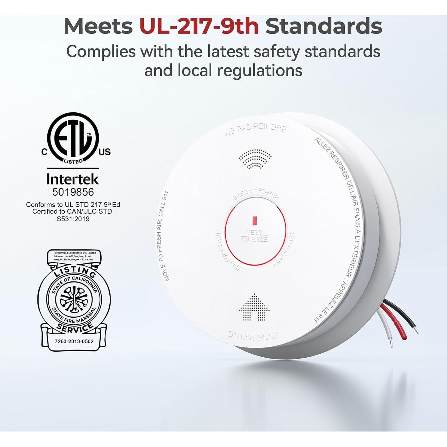 Detector de Humo y Monóxido Siterlink 4 Unidades Interconectado