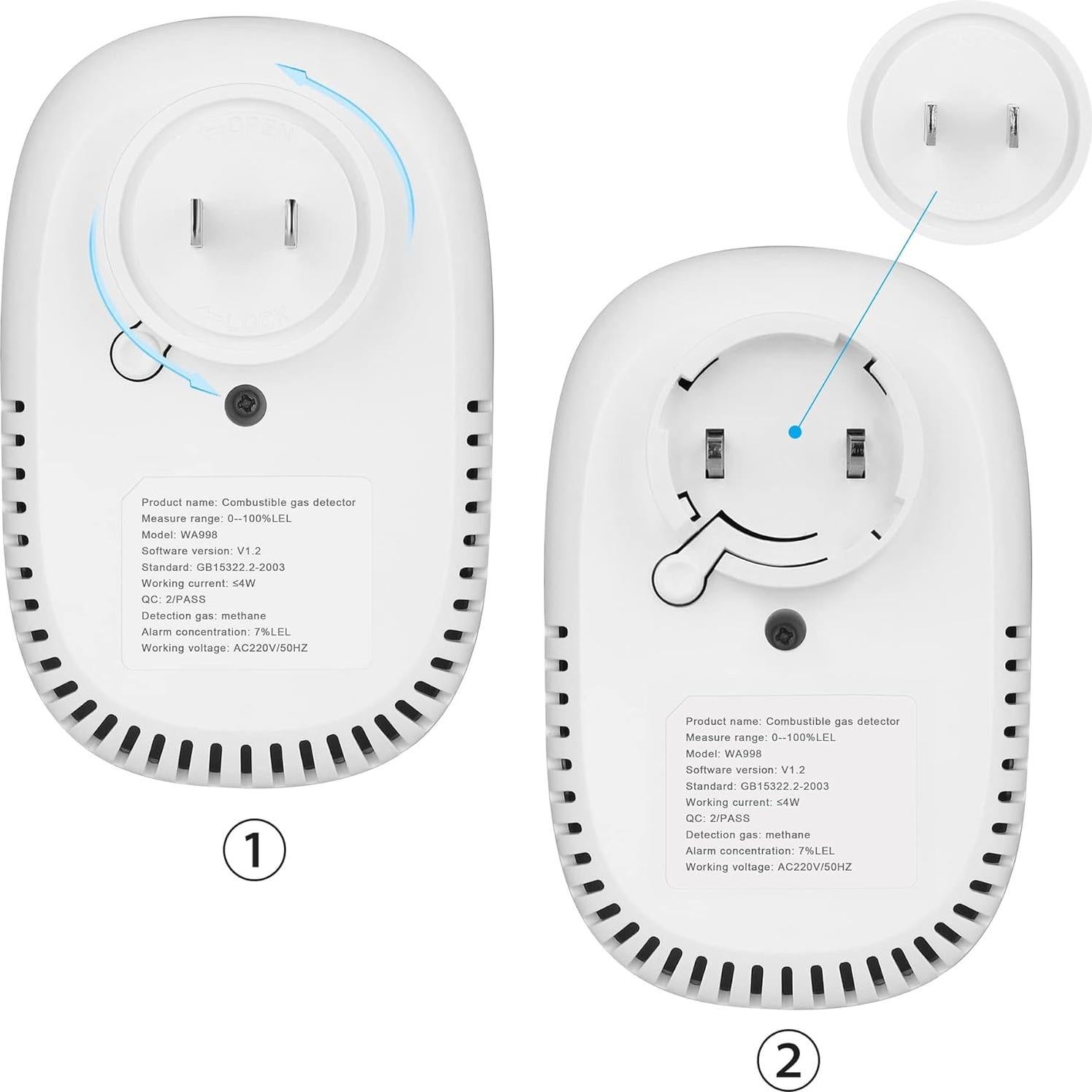 Detector de Monóxido de Carbono Vzmcov Co-3pack con Alarma LED
