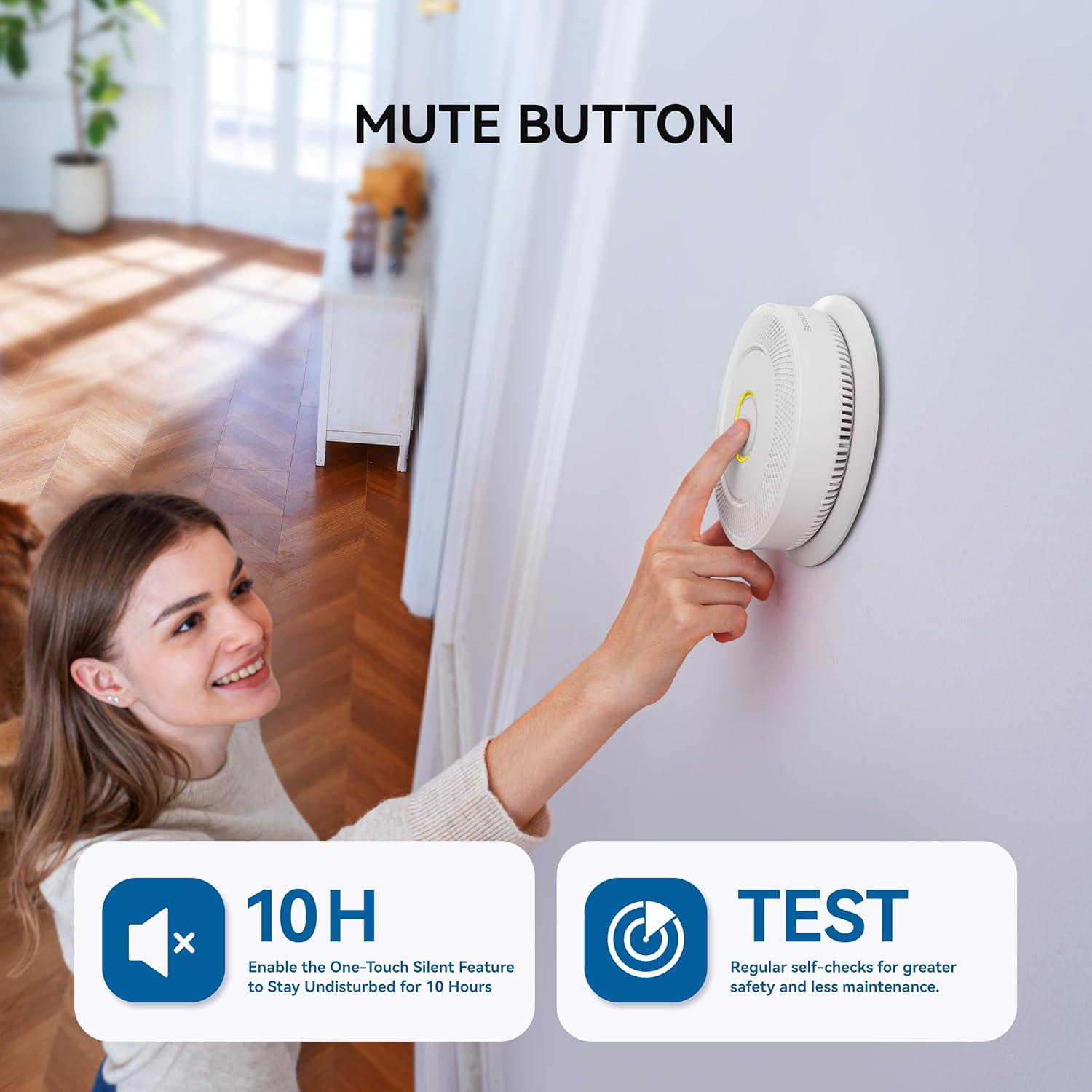 Detector de Humo y Monóxido SITERWELL 10 Años Paquete de 4