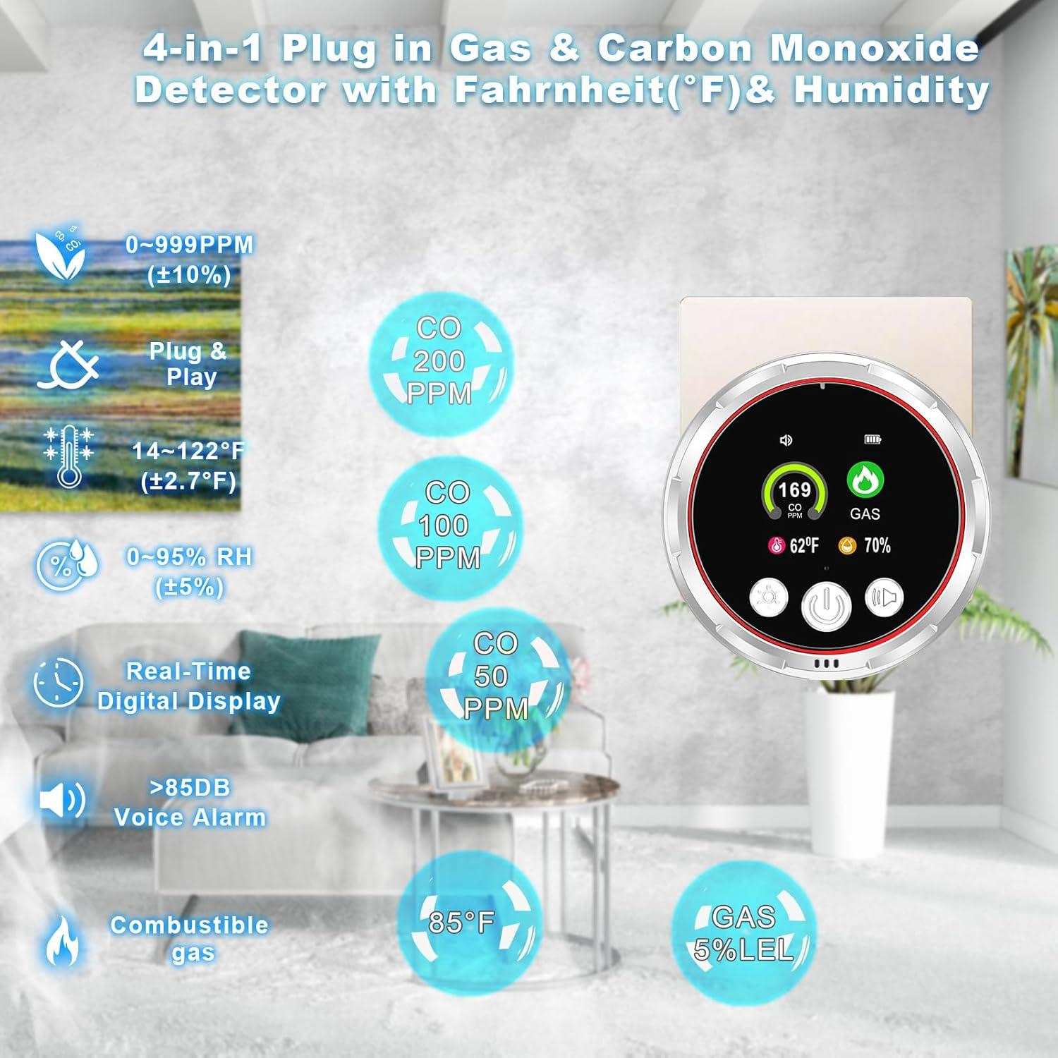 Detector de Monóxido de Carbono y Gas Natural Tarewoeki HD13