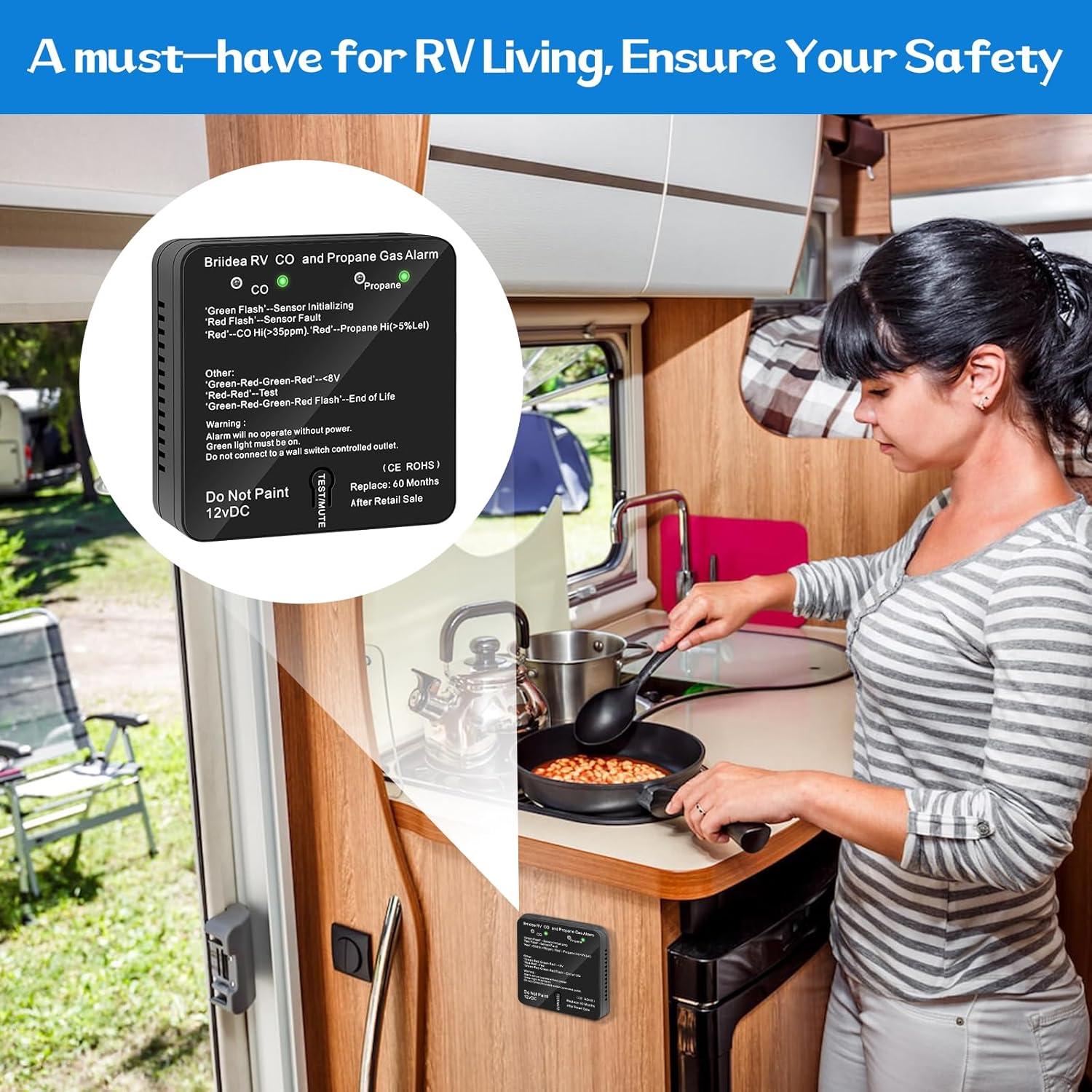 Detector de Monóxido de Carbono y Gas Propano Briidea 12V