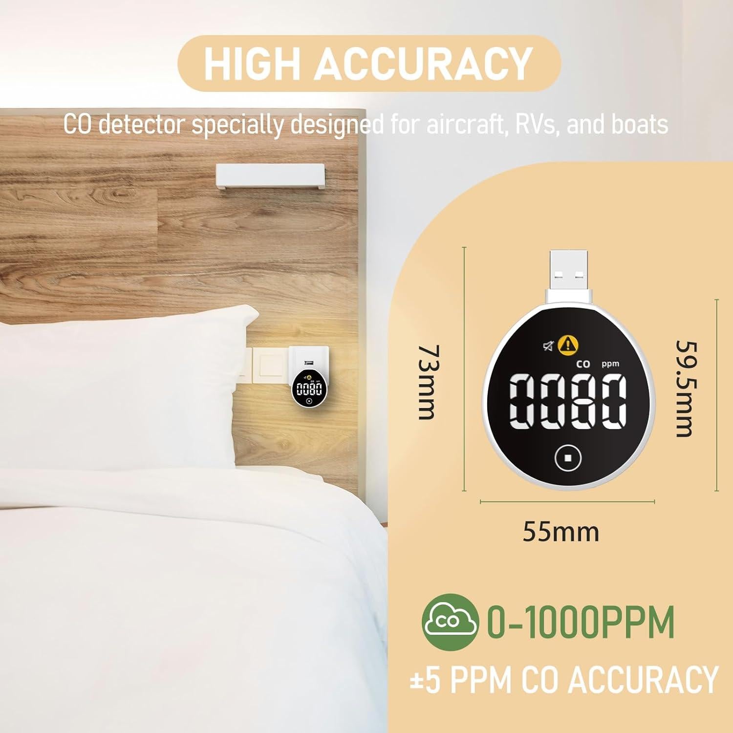 Detector de Monóxido de Carbono USB LSENLTY Portátil 0-1000 PPM