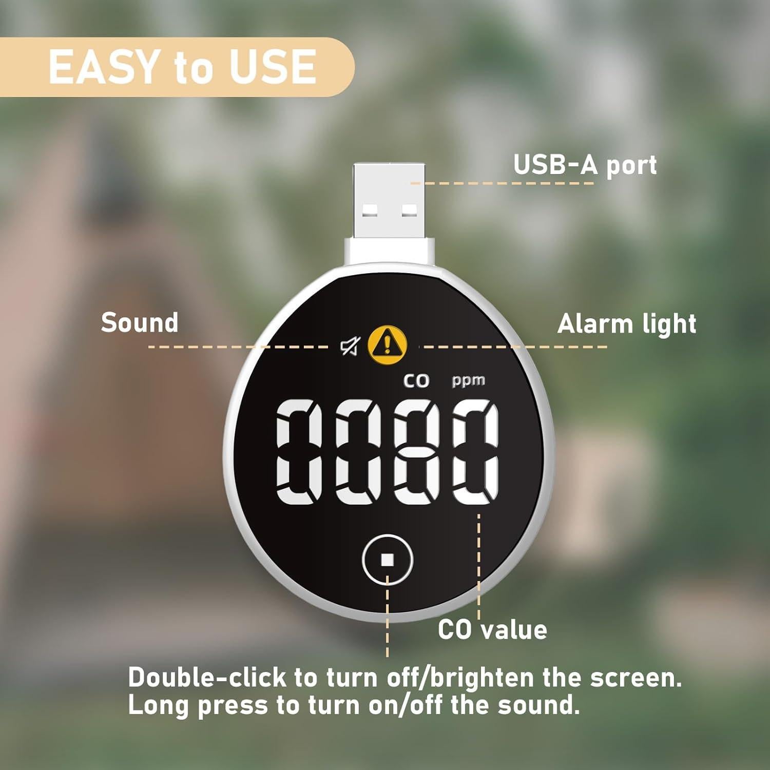 Detector de Monóxido de Carbono USB LSENLTY Portátil 0-1000 PPM