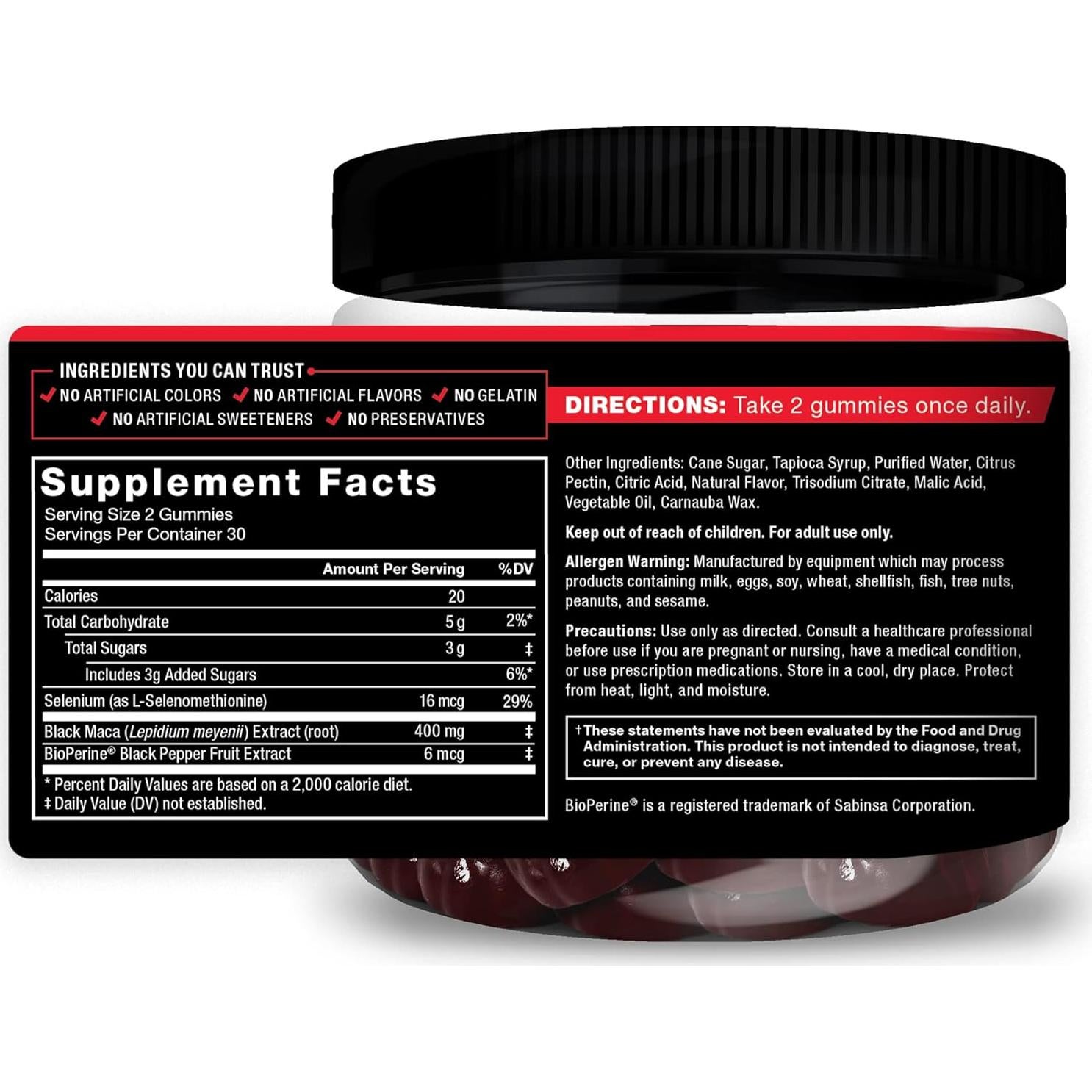 Gomitas de Maca Negra Force Factor 120 unidades - Vitalidad Masculina