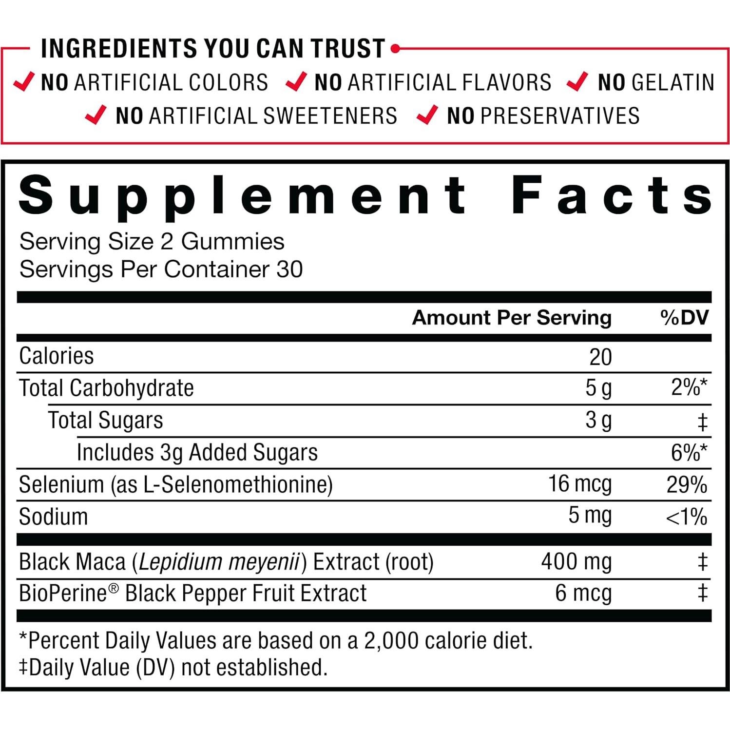 Gomitas de Maca Negra Force Factor 120 unidades - Vitalidad Masculina