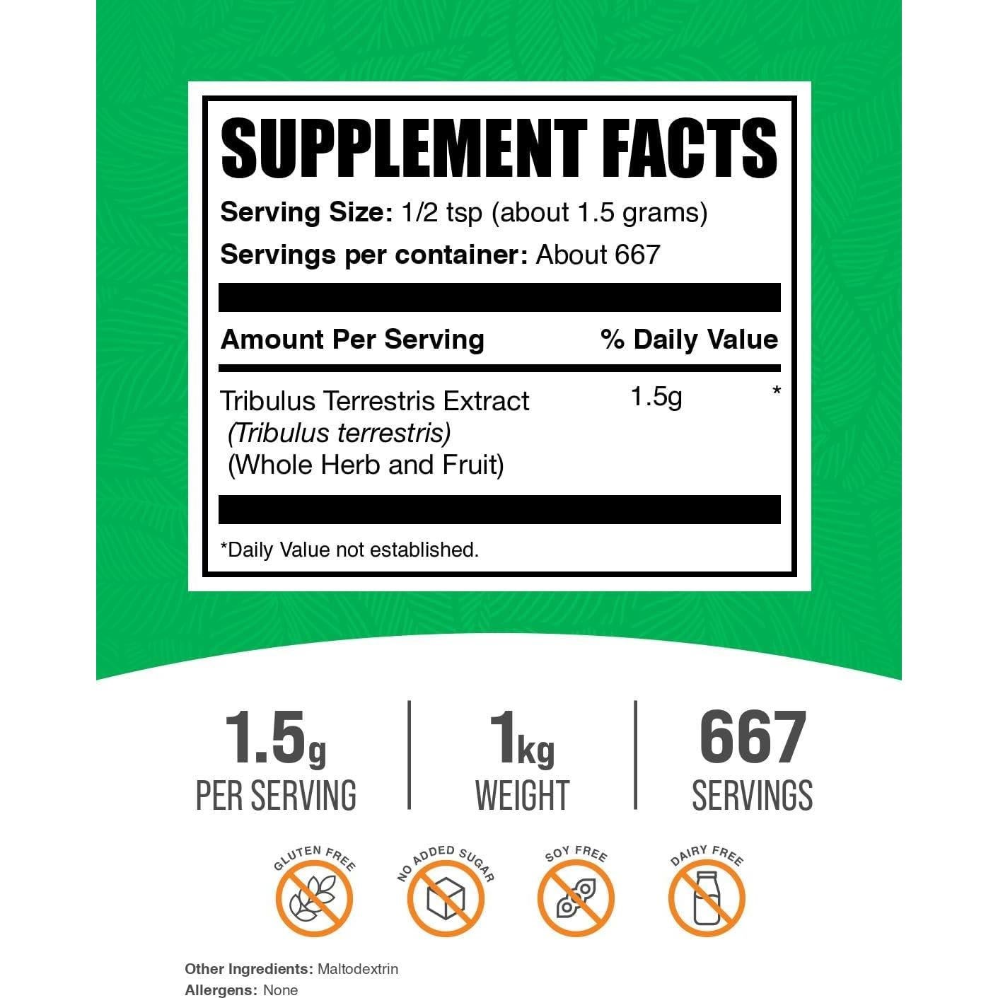 Extracto de Tribulus Terrestris en Polvo BulkSupplements 1kg