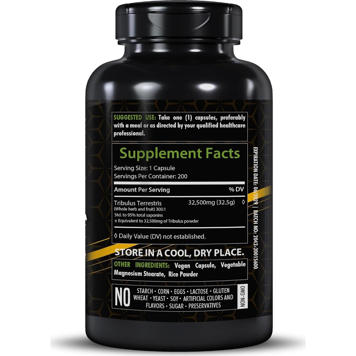 Extracto de Tribulus Terrestris 32,5g | 200 Cápsulas Veganas | HealthFare