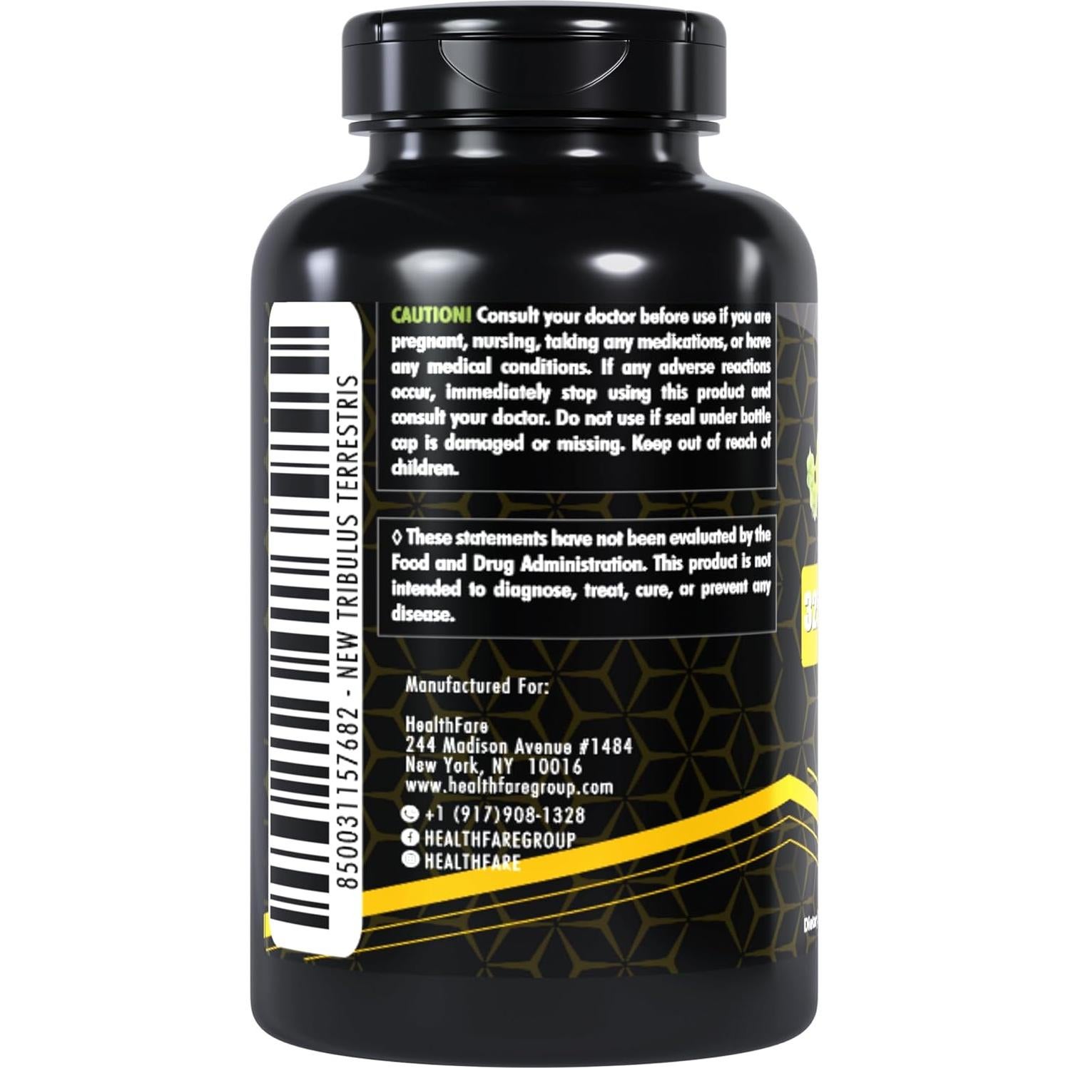 Extracto de Tribulus Terrestris 32,5g | 200 Cápsulas Veganas | HealthFare