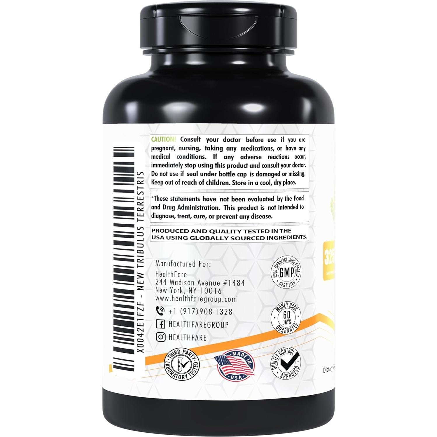 Extracto de Tribulus Terrestris 32,5g | 200 Cápsulas Veganas | HealthFare