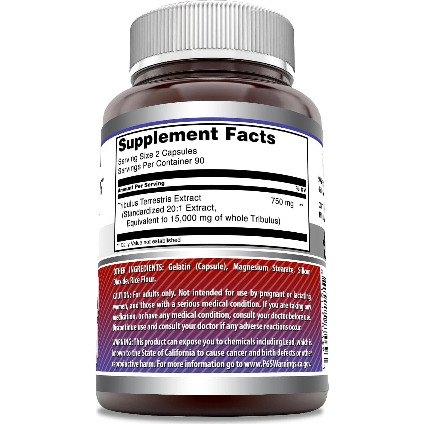 Suplemento Tribulus 750 Mg Nutrición Asombrosa 180 Cápsulas