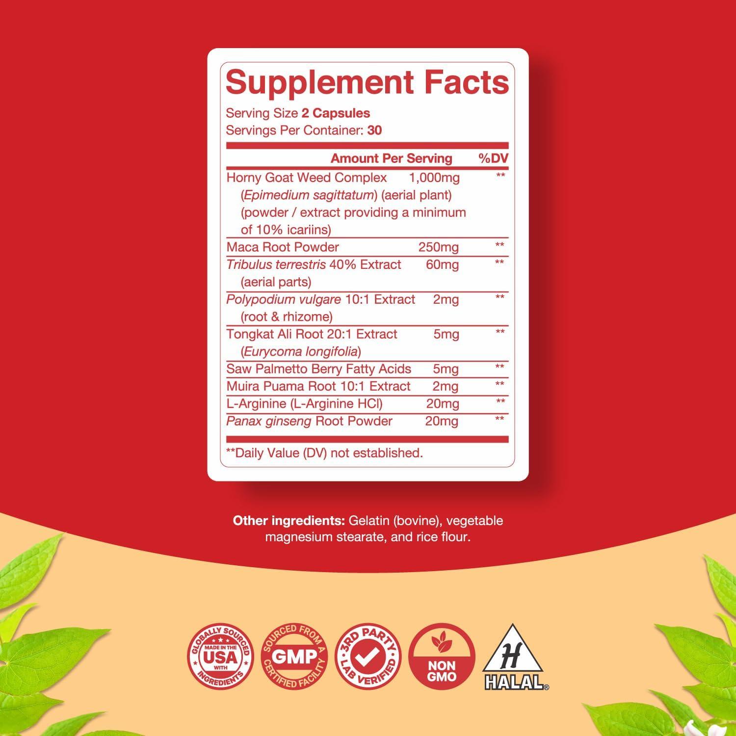 Extracto de Hierba de Cabra Horny Phytoral 60 Cápsulas - Energía y Resistencia