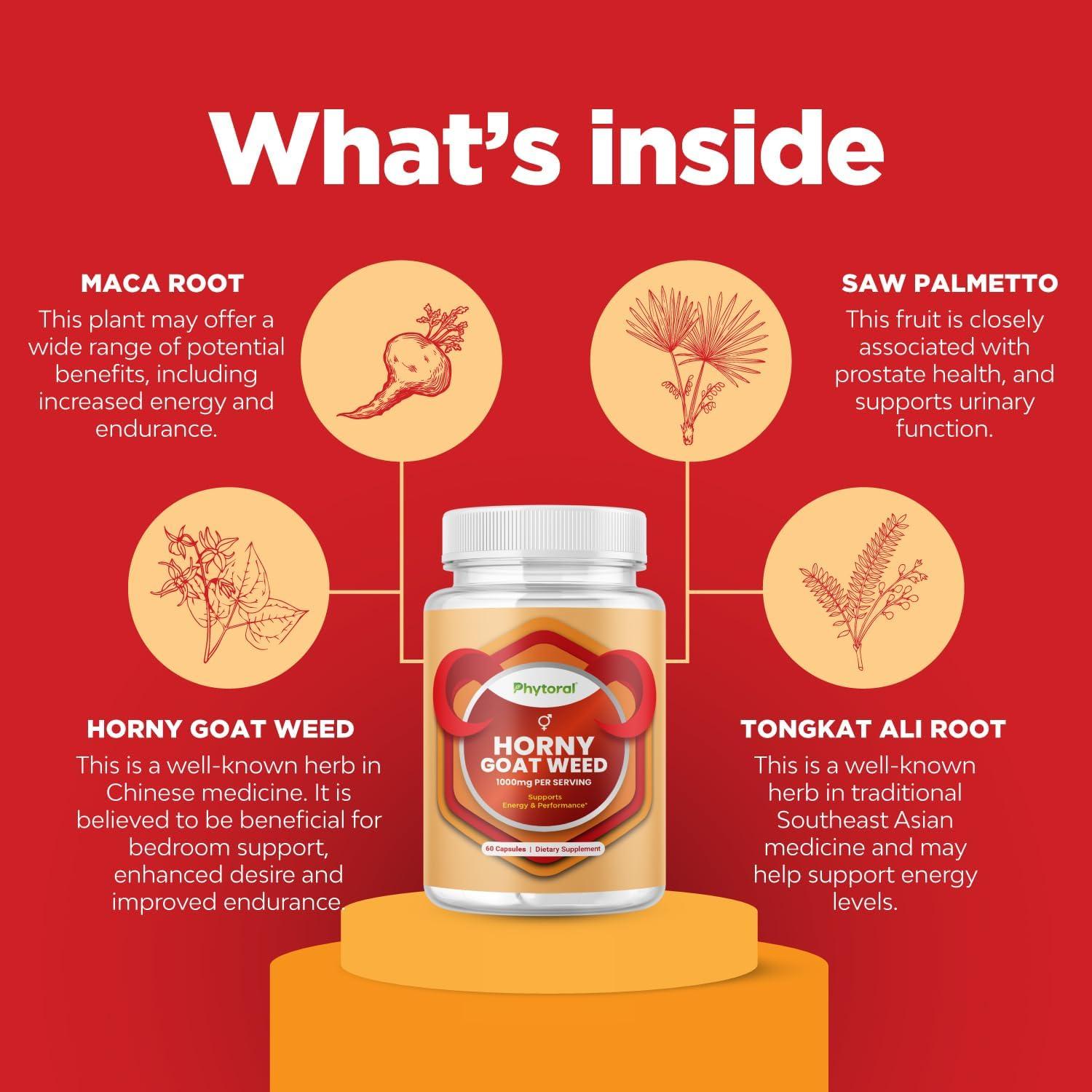 Extracto de Hierba de Cabra Horny Phytoral 60 Cápsulas - Energía y Resistencia