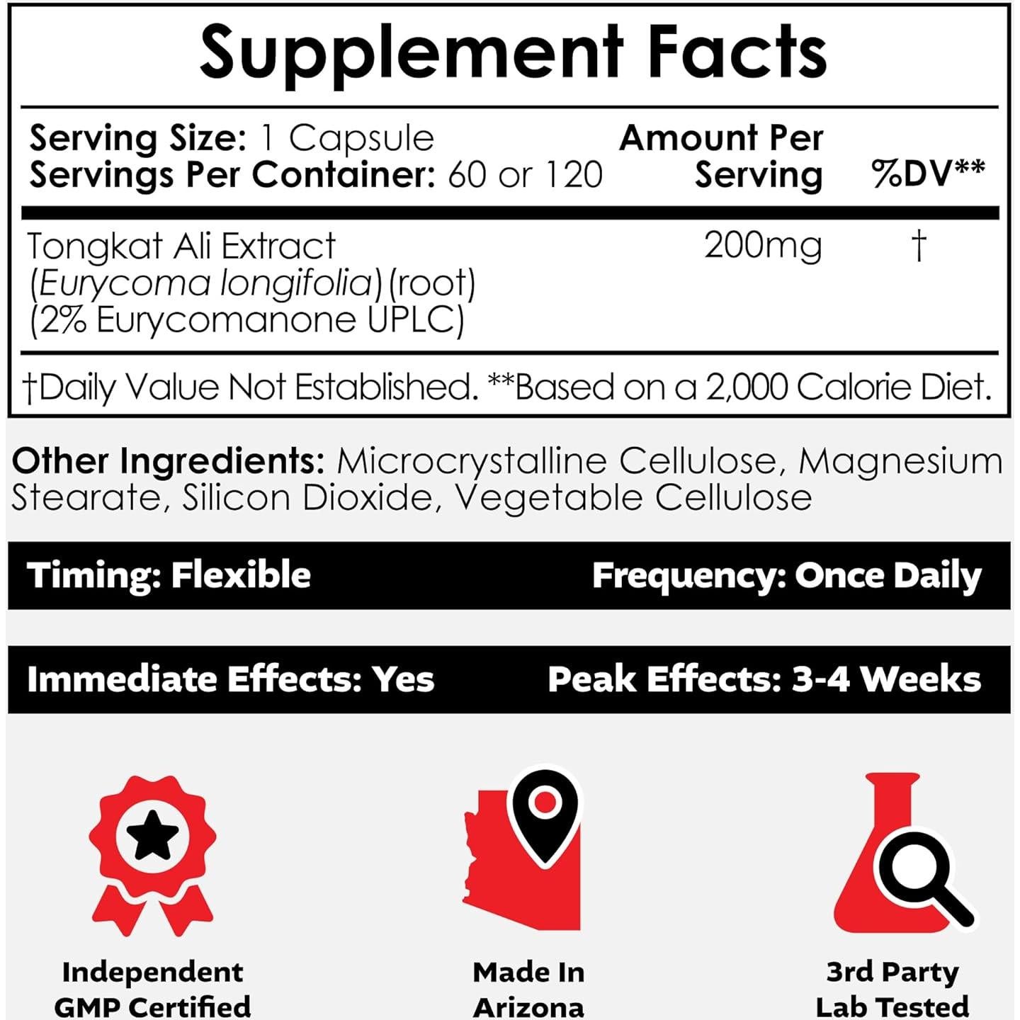Cápsulas de Tongkat Ali Nootropics Depot 200mg 60 Unidades