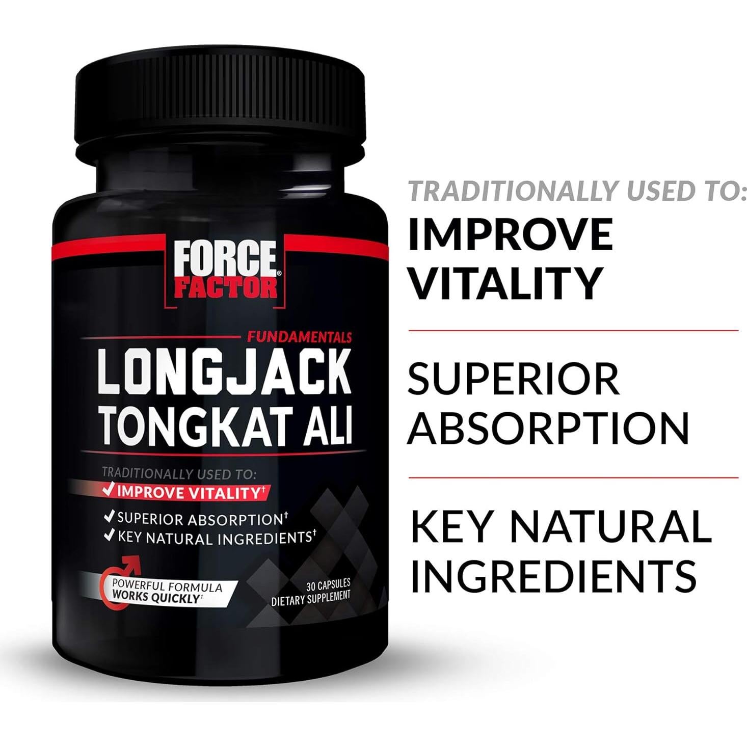 Suplemento Longjack Tongkat Ali Force Factor 500mg 60 Cápsulas
