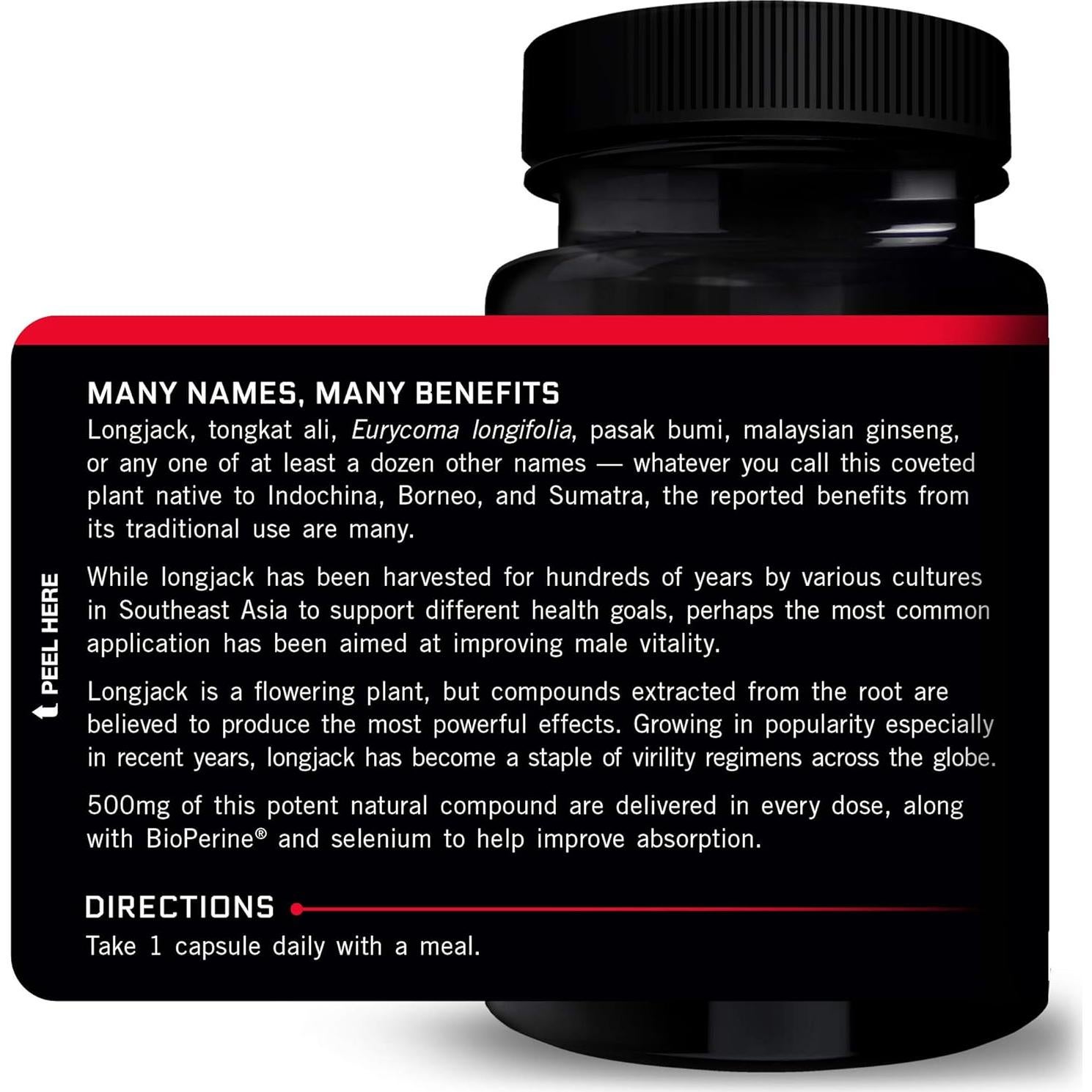 Suplemento Longjack Tongkat Ali Force Factor 500mg 60 Cápsulas