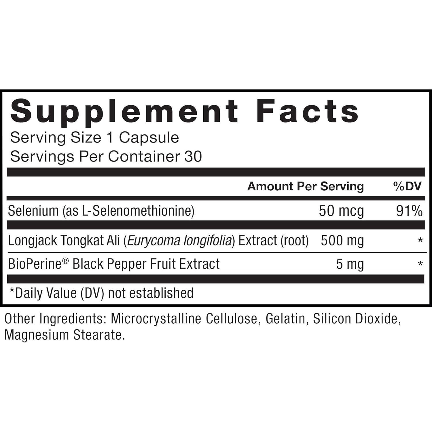 Suplemento Longjack Tongkat Ali Force Factor 500mg 60 Cápsulas