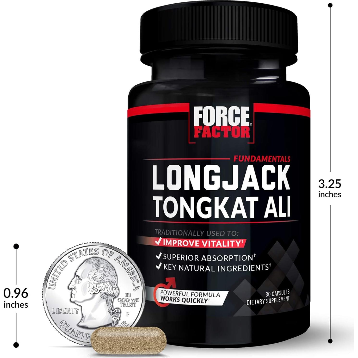 Suplemento Longjack Tongkat Ali Force Factor 500mg 60 Cápsulas