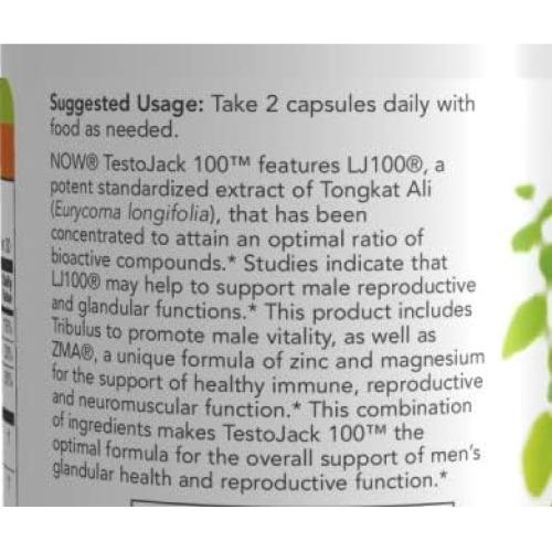 Suplemento Dietético Testojack 100 Now Foods 60 cápsulas