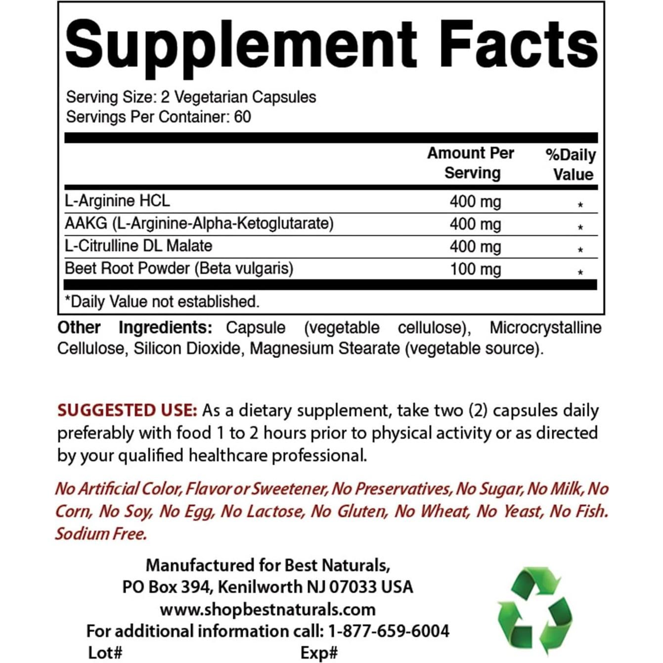 L-Arginina NO Booster 1300 mg y L-Arginina 1000 mg - 240 Cápsulas