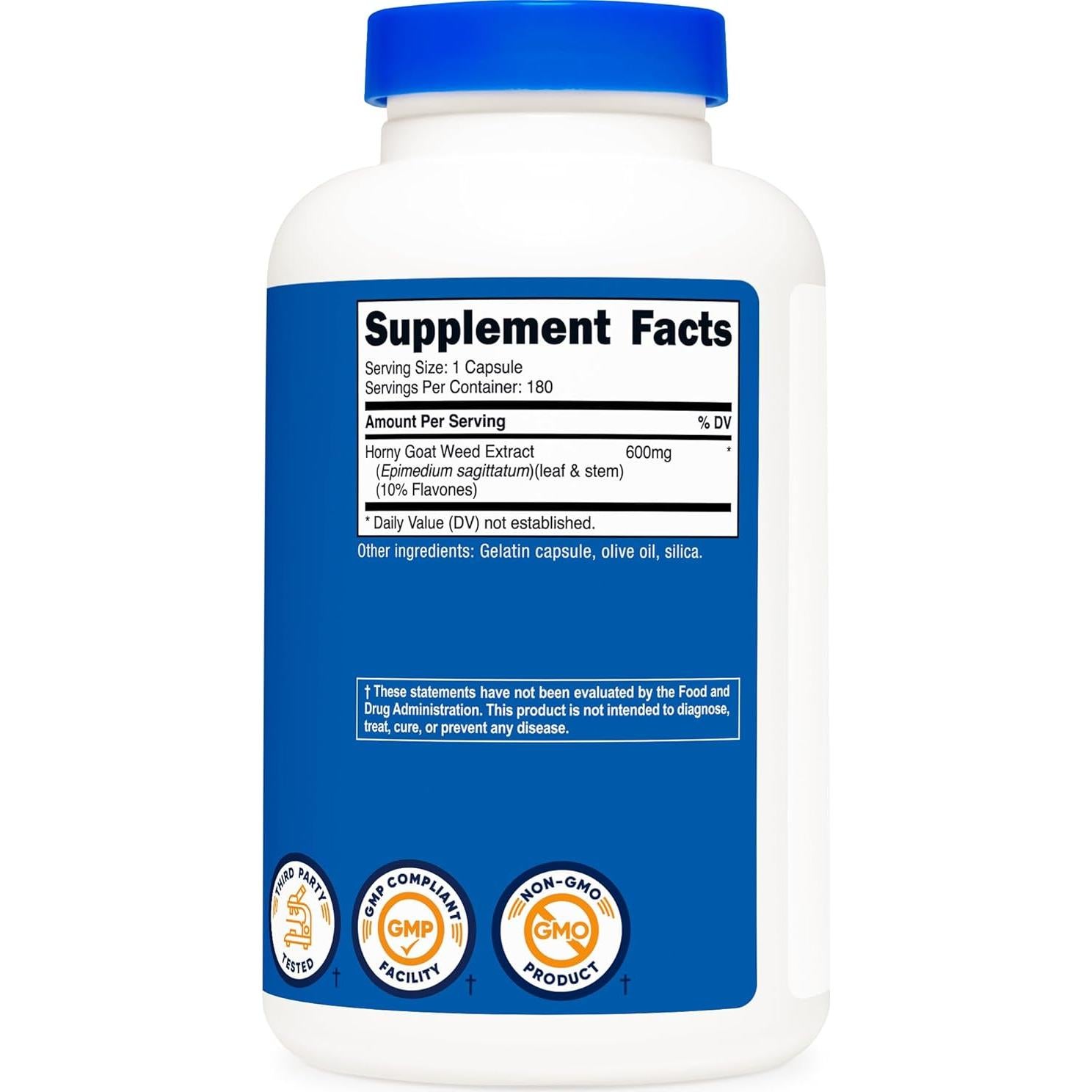 Extracto de Epimedium Nutricost 600mg - 180 Cápsulas