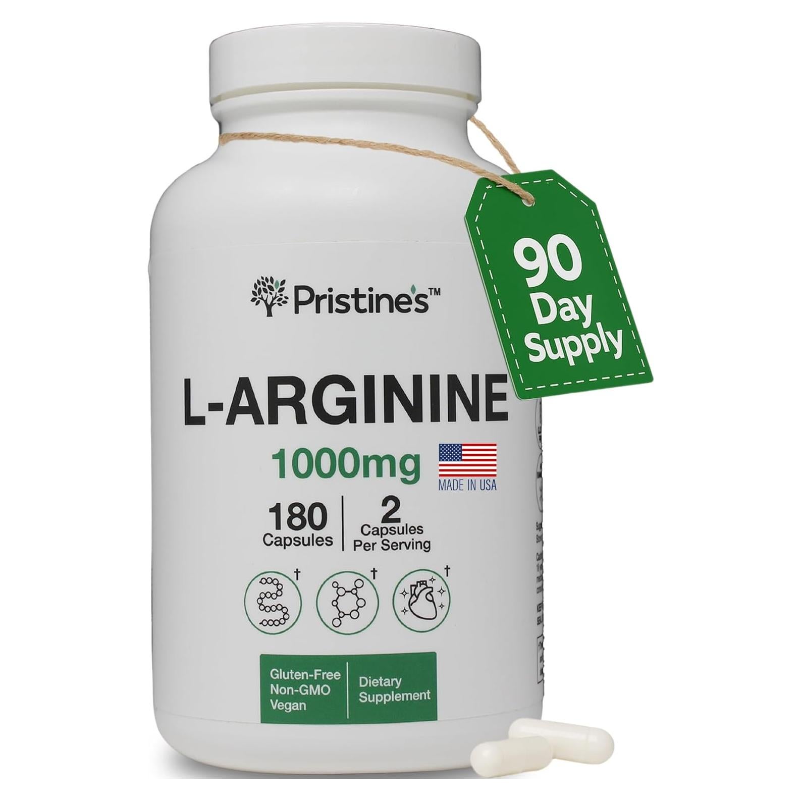 Suplemento L Arginina PRISTINE 1000mg 90 Cápsulas Veganas