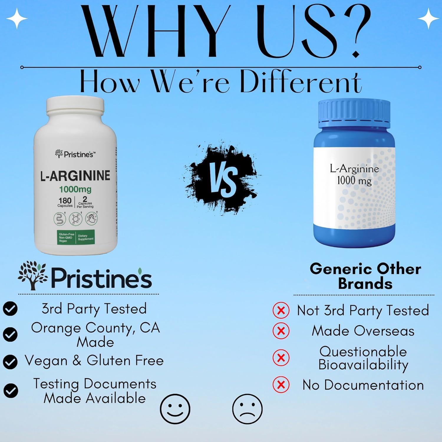 Suplemento L Arginina PRISTINE 1000mg 90 Cápsulas Veganas