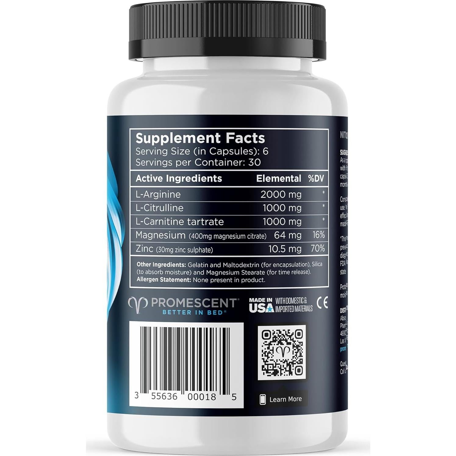 Suplemento Óxido Nítrico Promescent VitaFLUX 180 Cápsulas