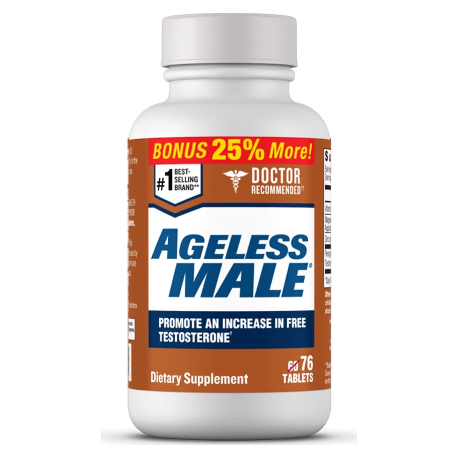 Suplemento Aumentador de Testosterona Ageless Male 76 Tabletas