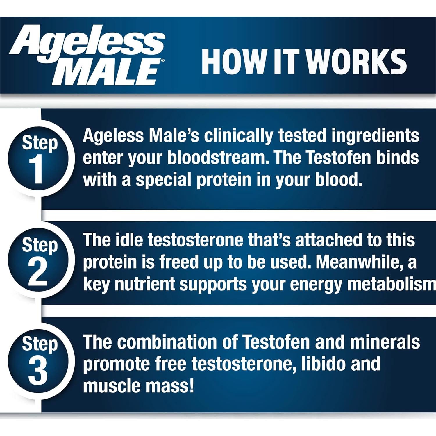 Suplemento Aumentador de Testosterona Ageless Male 76 Tabletas