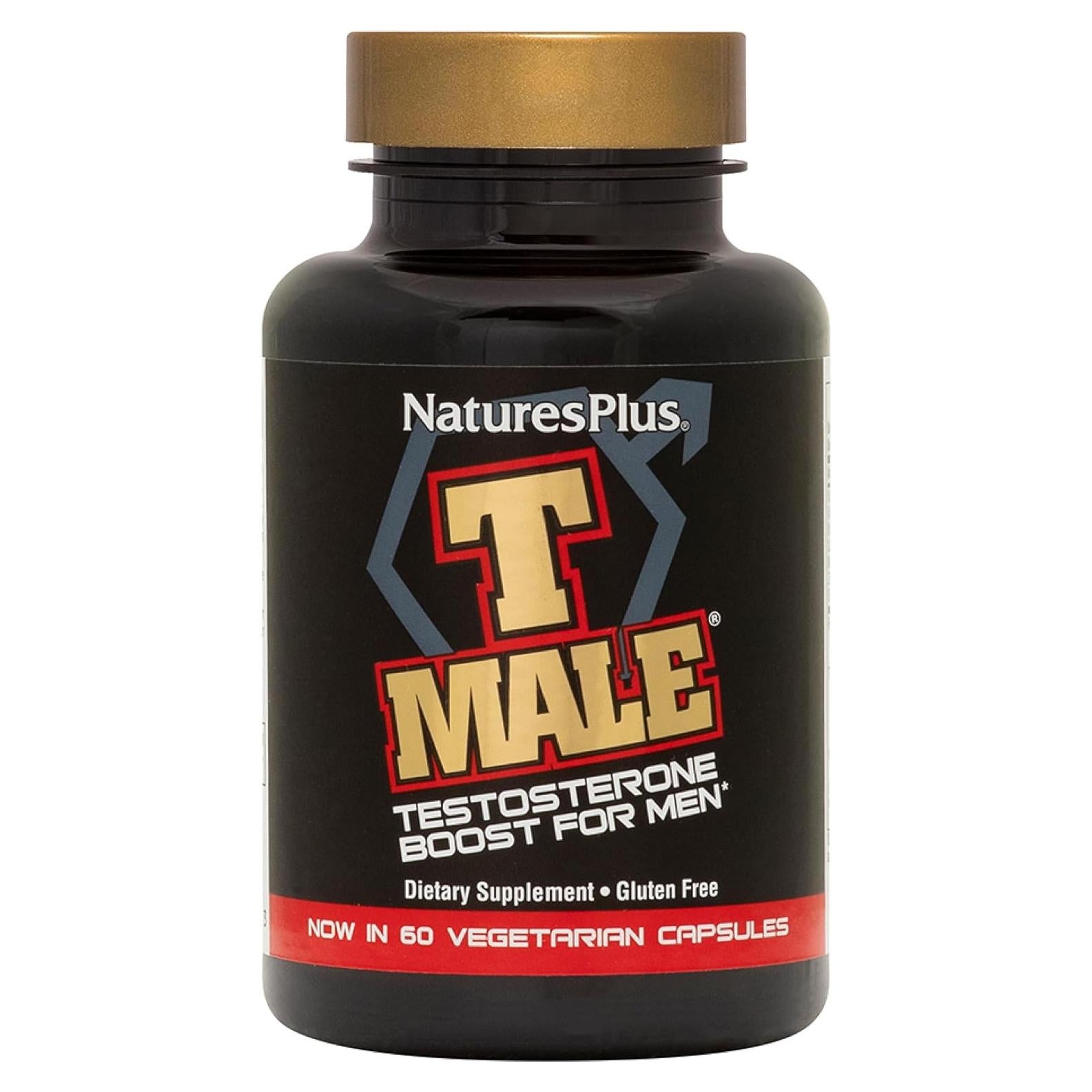 NaturesPlus T Male - 60 Cápsulas Vegetarianas - Aumento de Masa Muscular y Resistencia