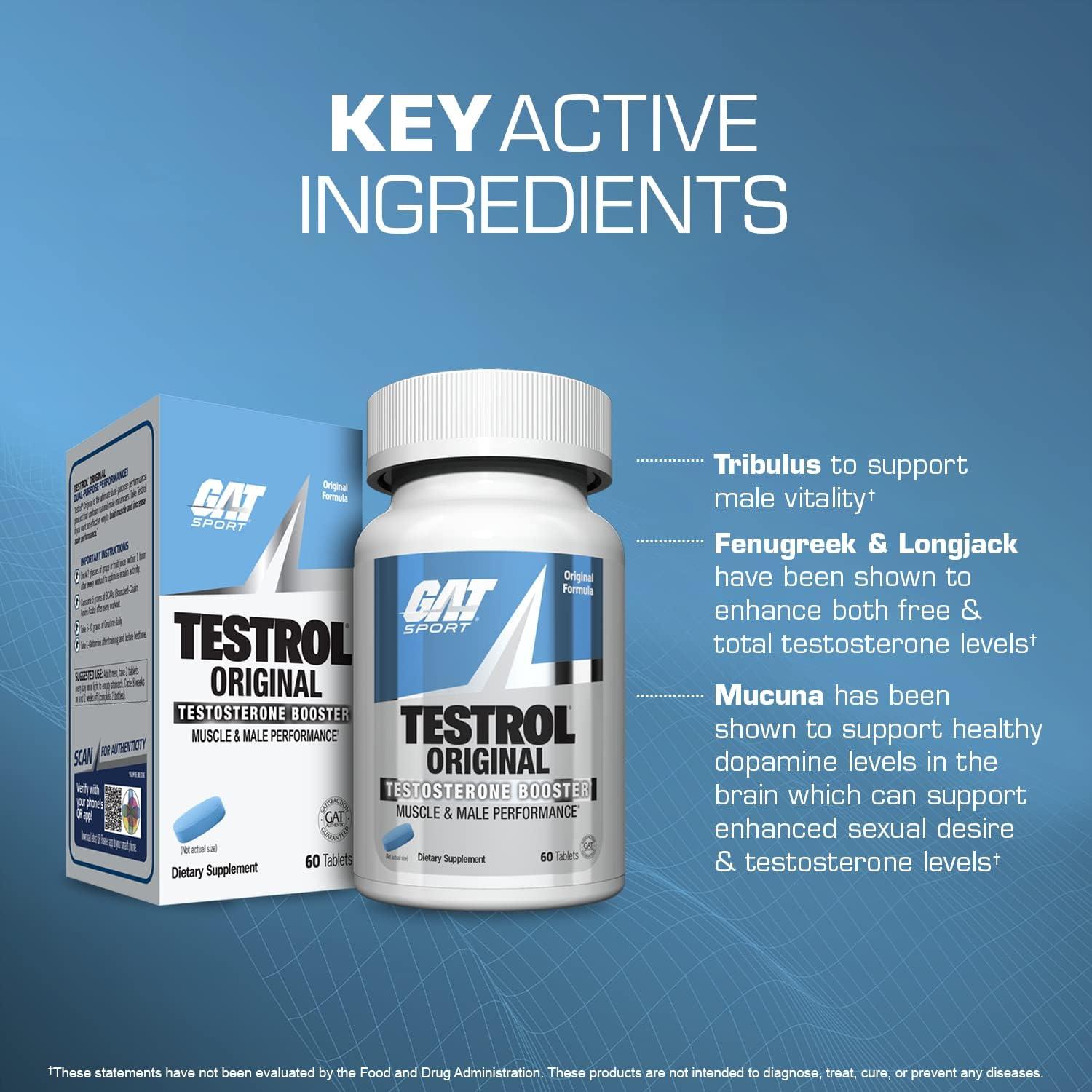 GAT Testrol Aumentador de Testosterona 60 Cápsulas 2000mg