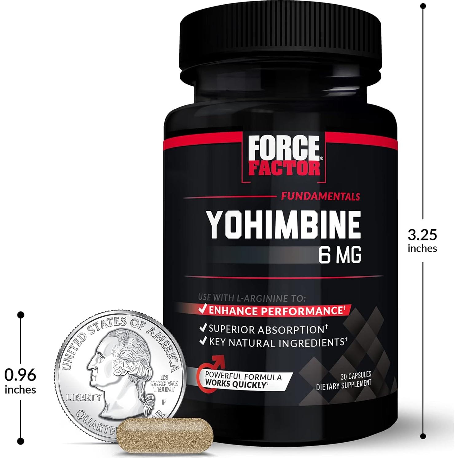 Suplemento Yohimbina Force Factor 30 Cápsulas 6mg Absorción Superior