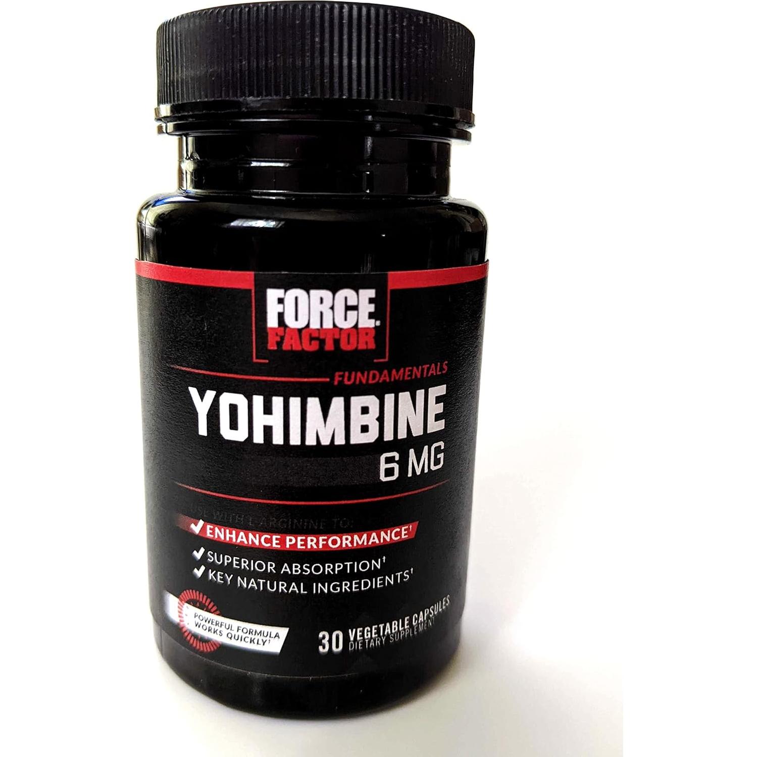 Suplemento Yohimbina Force Factor 30 Cápsulas 6mg Absorción Superior
