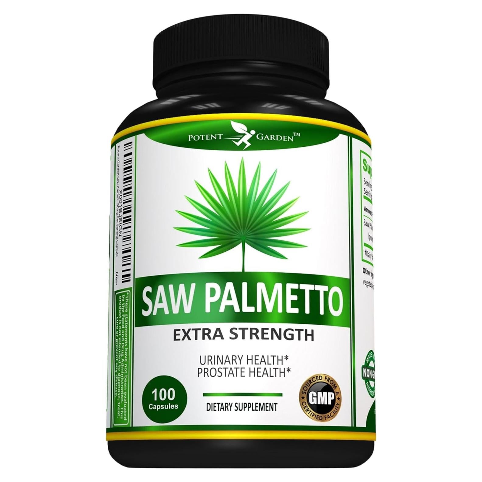Suplemento Saw Palmetto 500 mg Potent Garden - 100 cápsulas