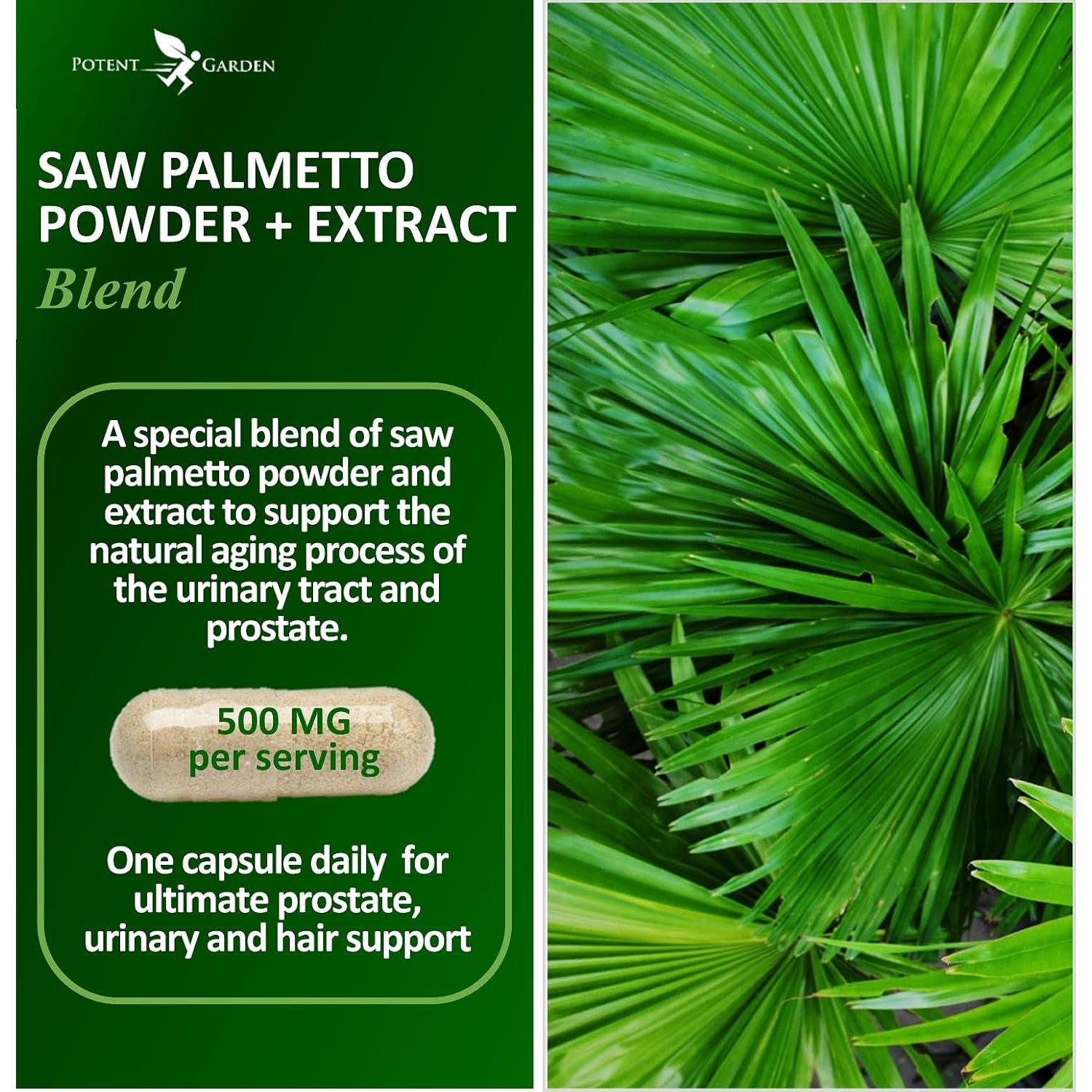 Suplemento Saw Palmetto 500 mg Potent Garden - 100 cápsulas