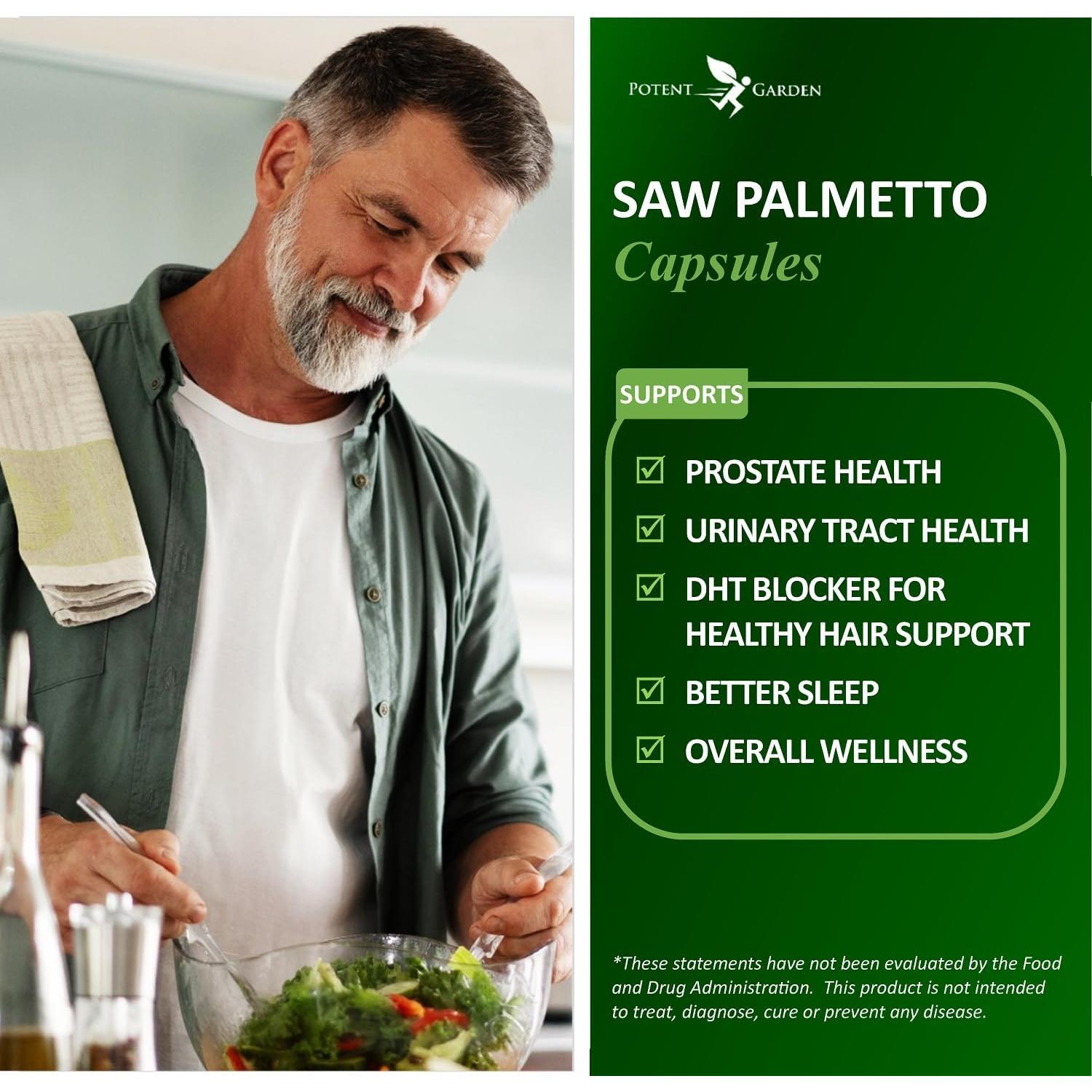 Suplemento Saw Palmetto 500 mg Potent Garden - 100 cápsulas