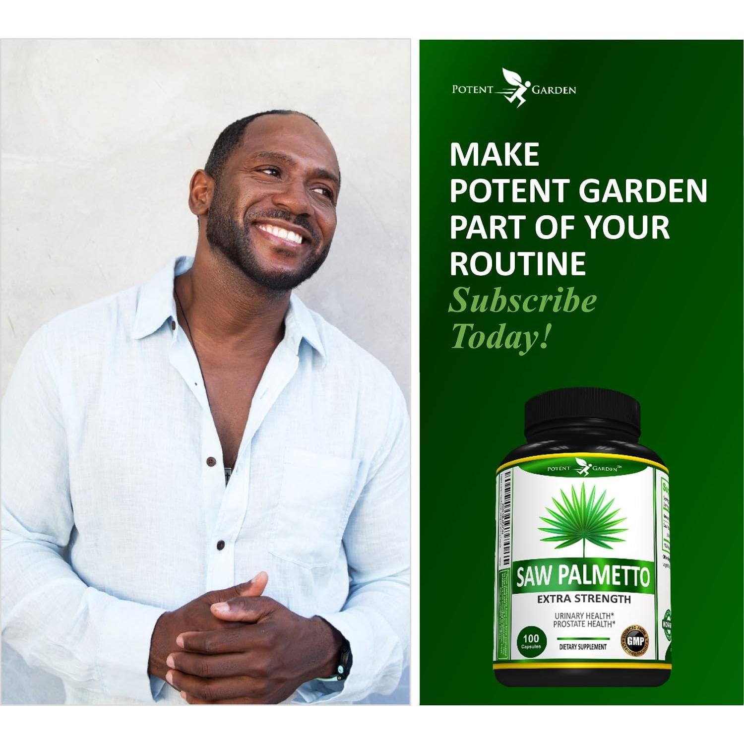 Suplemento Saw Palmetto 500 mg Potent Garden - 100 cápsulas