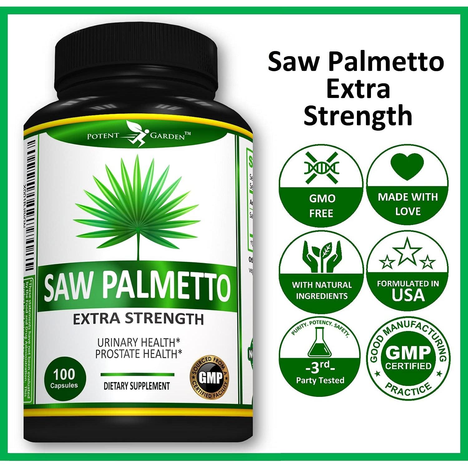 Suplemento Saw Palmetto 500 mg Potent Garden - 100 cápsulas