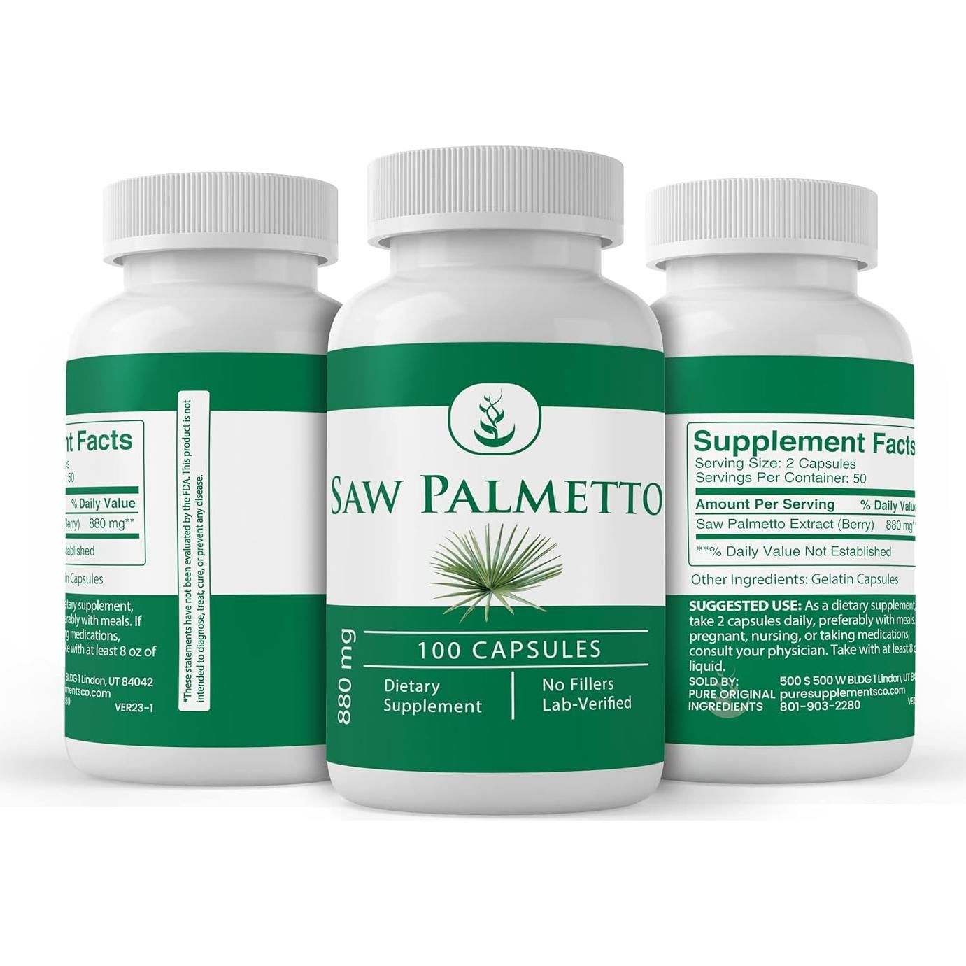 Cápsulas de Saw Palmetto Siempre Puro 100 Unidades Sin Aditivos