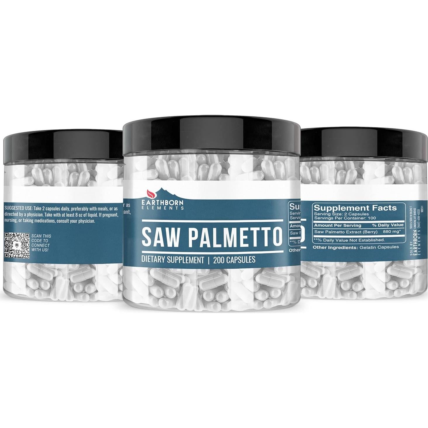 Cápsulas de Saw Palmetto Elementos de la Tierra 200 Unidades