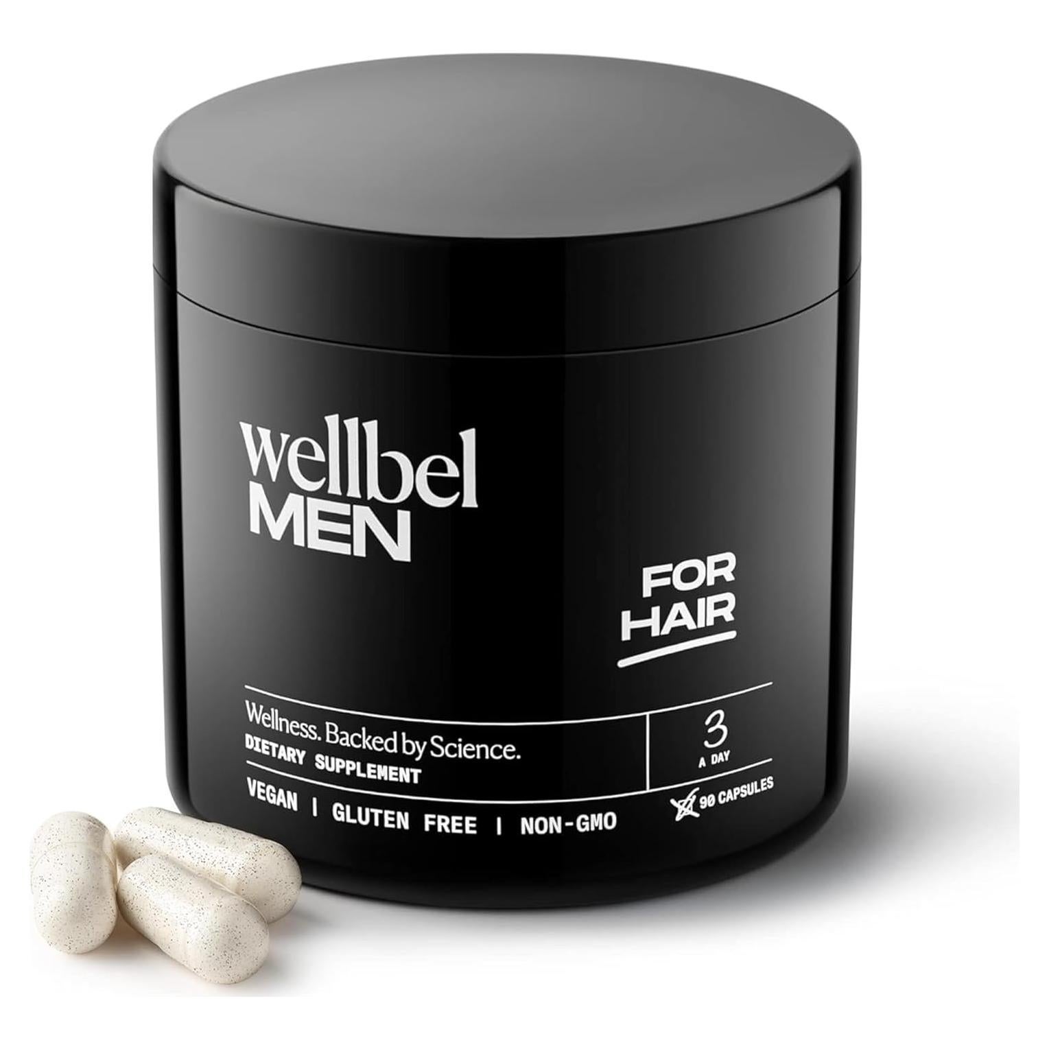 Suplemento Vegano Wellbel Hombres para Cabello, Piel y Uñas 90 Cápsulas