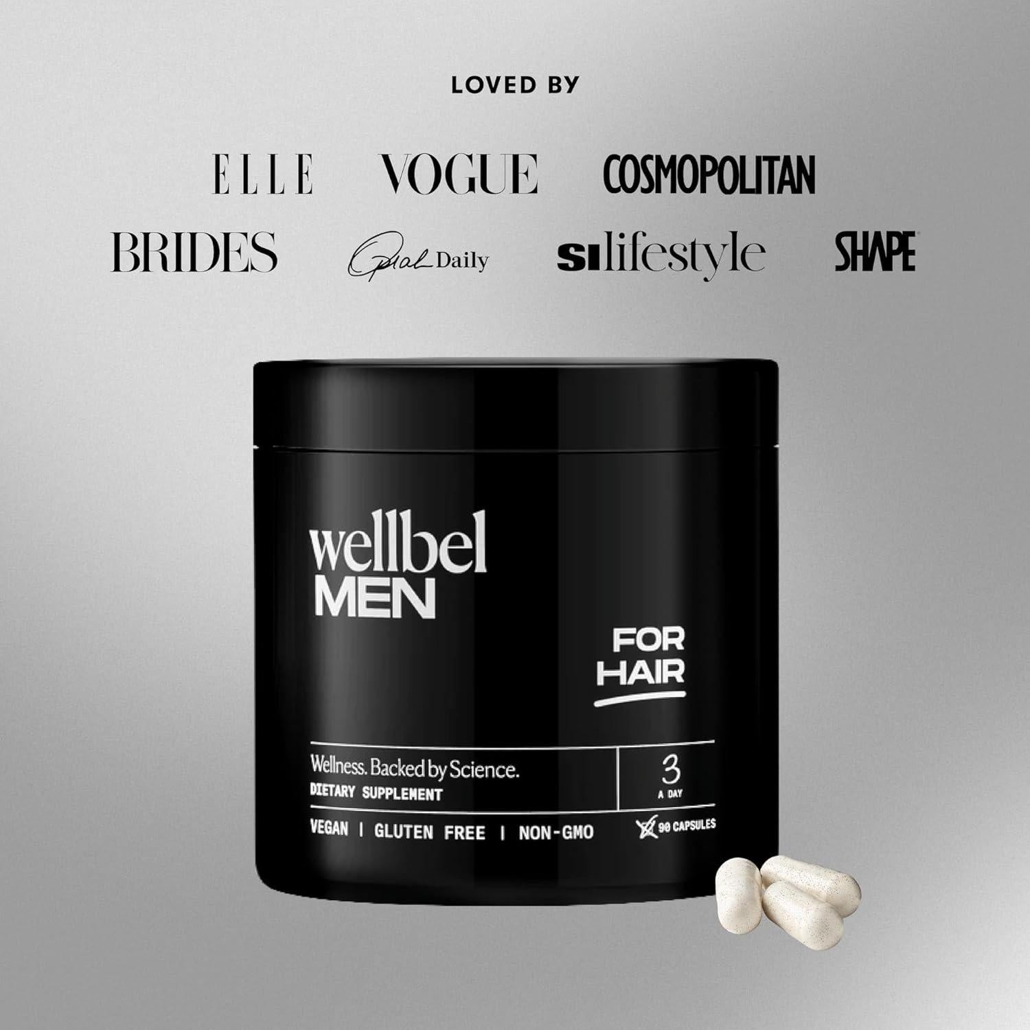 Suplemento Vegano Wellbel Hombres para Cabello, Piel y Uñas 90 Cápsulas
