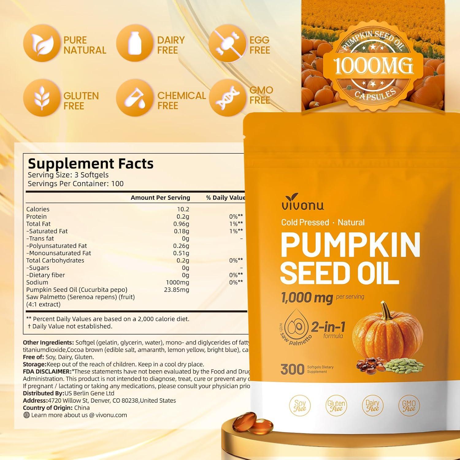 Aceite de Semilla de Calabaza VivoNu 300 Gelatinas Blandas