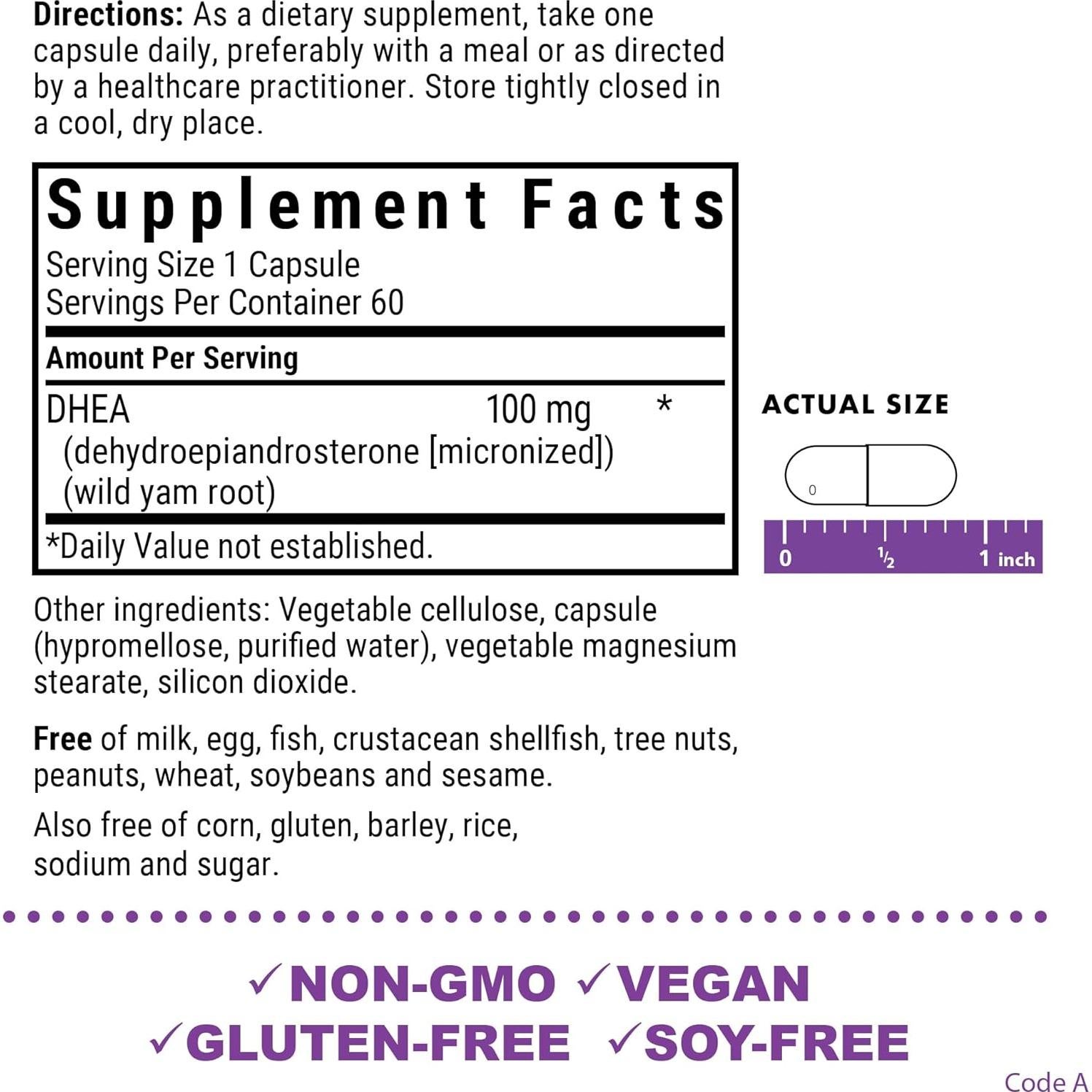 Suplemento DHEA BlueBonnet 100 mg - Fertilidad y Bienestar 60 Cápsulas