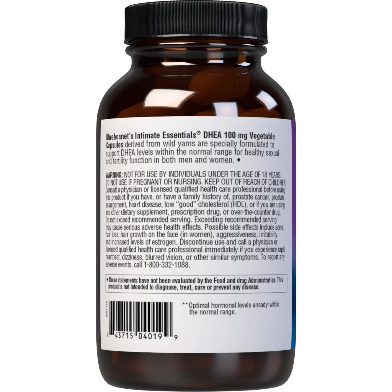 Suplemento DHEA BlueBonnet 100 mg - Fertilidad y Bienestar 60 Cápsulas