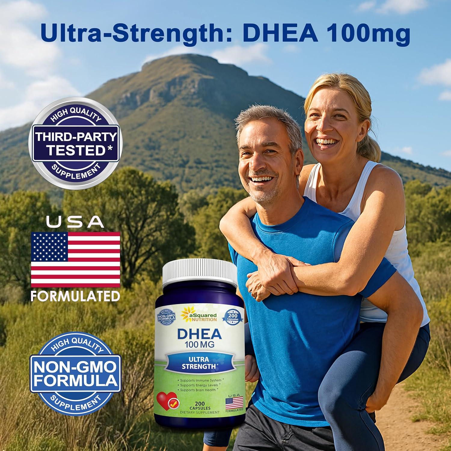 Suplemento DHEA 100mg aSquared Nutrition - 200 Cápsulas