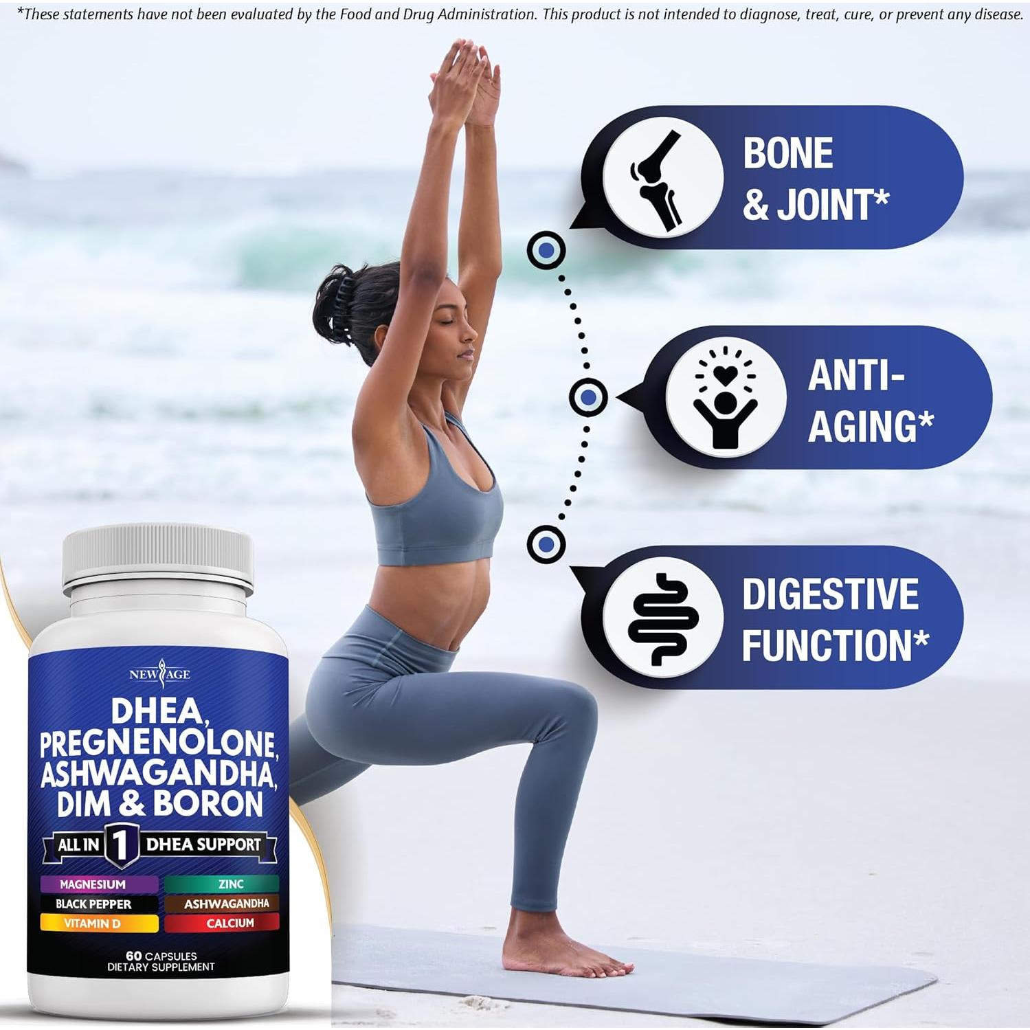 Suplemento DHEA Nueva Era 120 Cápsulas con DIM y Ashwagandha